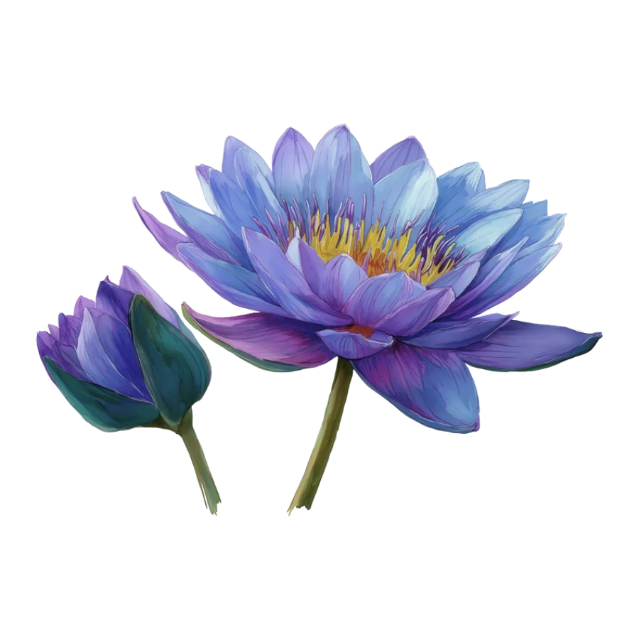Blue Lotus botanical illustration