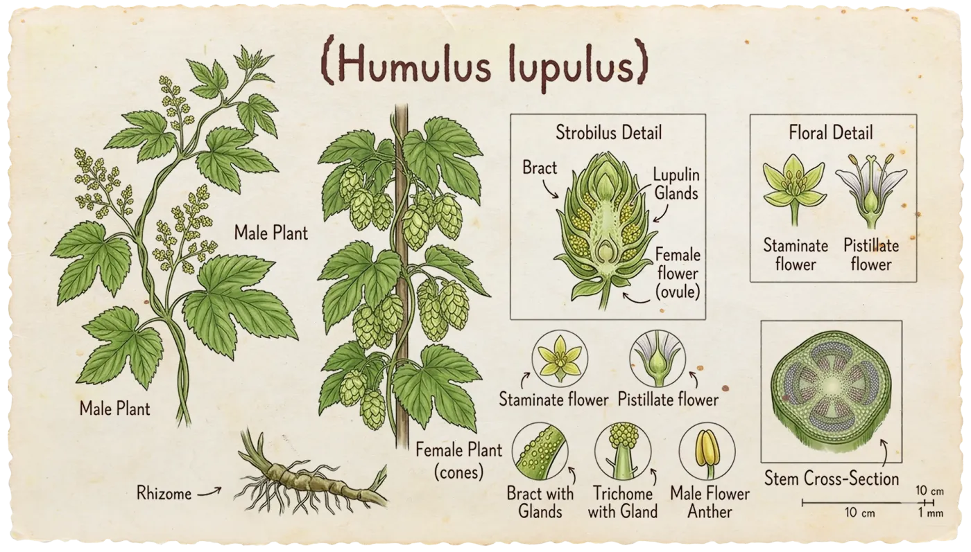 Hops botanical illustration
