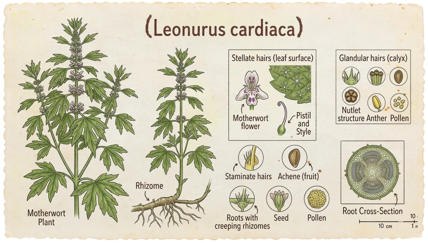 Botanical plate of Motherwort (Leonurus cardiaca)