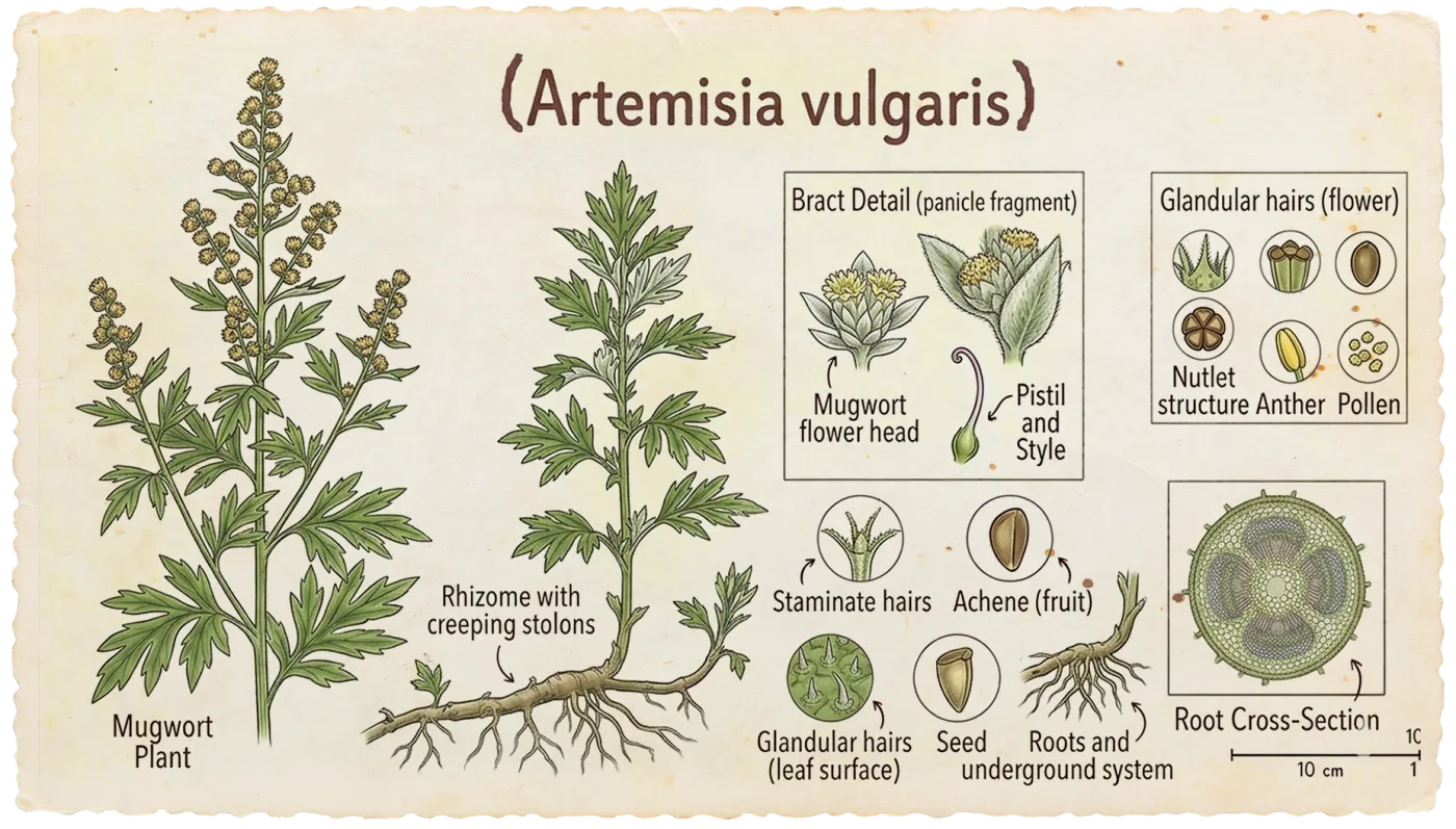 Botanical plate of Mugwort (Artemisia vulgaris)