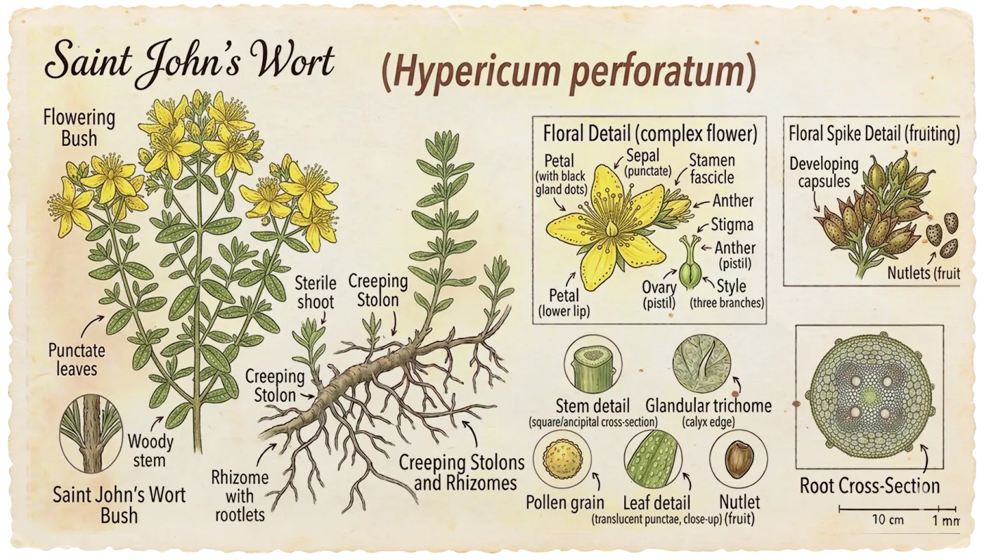 Saint John's Wort botanical illustration
